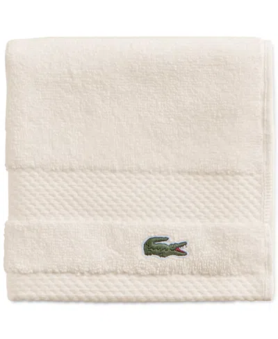 Lacoste Home Heritage Anti-microbial Supima Cotton Washcloth, 13" X 13" In Chalk