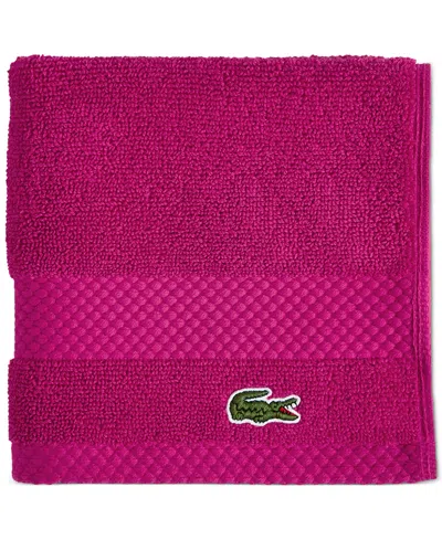 Lacoste Home Heritage Anti-microbial Supima Cotton Washcloth, 13" X 13" In Magenta