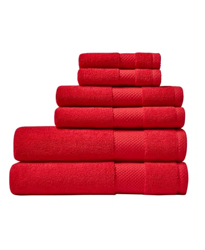 Lacoste Home Heritage Anti-microbial Supima Cotton 6 Piece Bath Towel Set In Formula 1