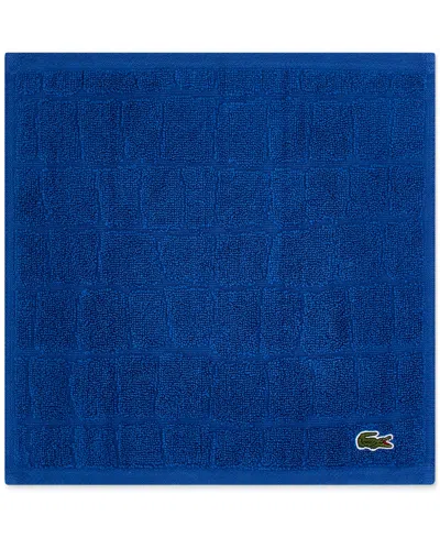 Lacoste Home Heritage Croc Scale Cotton Washcloth, 13" X 13" In Blue