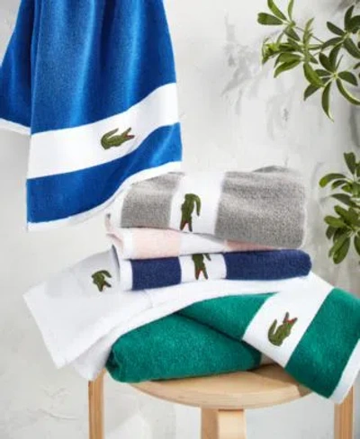 Lacoste Home Heritage Sport Stripe Bath Towels In Croc Green