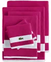 Lacoste Home Heritage Sport Stripe Logo Cotton 6-pc. Bath Towel Set In Purple