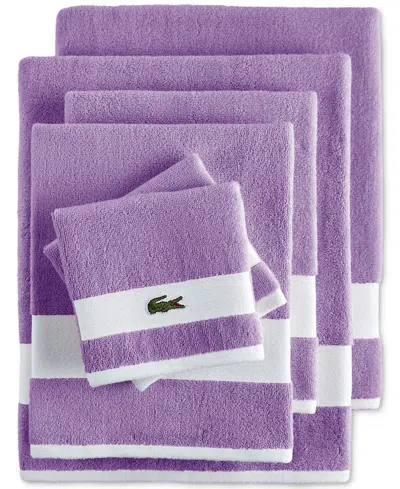Lacoste Home Heritage Sport Stripe Logo Cotton 6-pc. Bath Towel Set In Heather