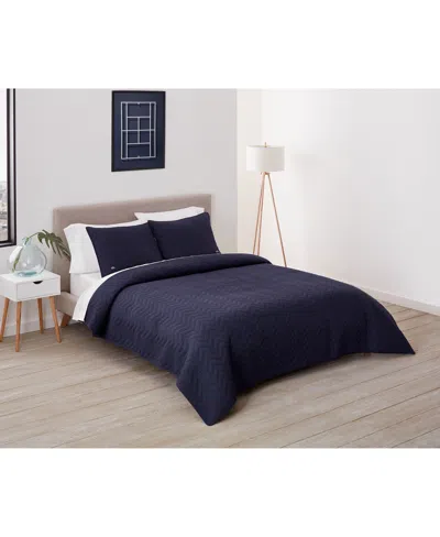 Lacoste Home Herringbone Stitch Quilt Set, Full/queen In Navy