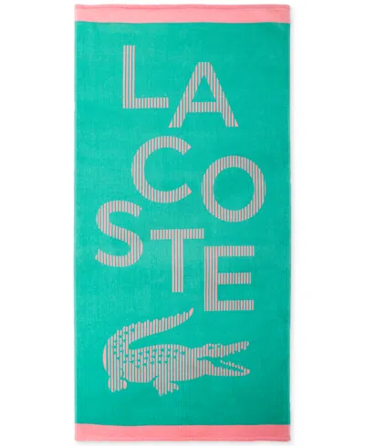 Lacoste Home Lacoste Croc Cotton Beach Towel, 36" X 72" In Aqua