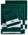 Lacoste Home Heritage Sport Stripe Logo Cotton 6-pc. Bath Towel Set In Croc Green