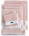 Lacoste Home Heritage Sport Stripe Logo Cotton 6-pc. Bath Towel Set In Light Pink