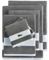 Lacoste Home Heritage Sport Stripe Logo Cotton 6-pc. Bath Towel Set In Meteorite