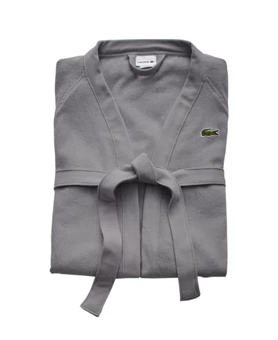 Lacoste Home Logo Patch 100% Cotton Pique Bath Robe In Meteorite