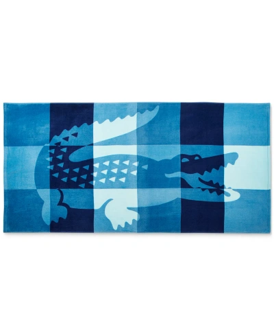 Lacoste Home Net Signature Cro Cotton Beach Towel In Blue
