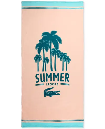 Lacoste Home Palm Tree Cotton Beach Towel, 36" X 72" In Light Pink