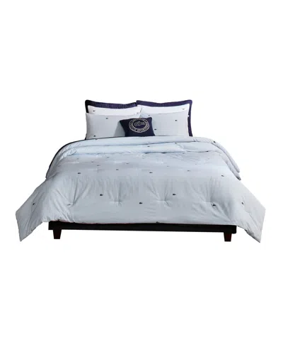 Lacoste Home Pinstripe Croc Cotton 3-pc. Comforter Set, Full/queen In Blue
