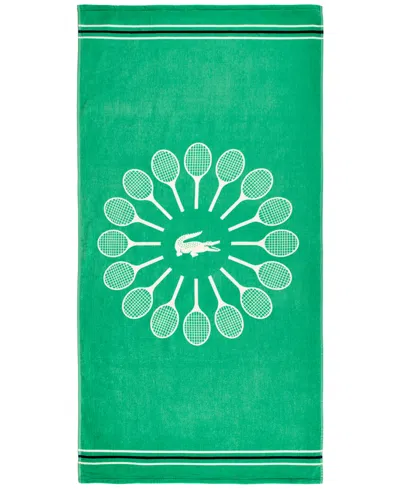 Lacoste Home Racquet Cotton Beach Towel In Green