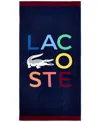 Lacoste Home Rainbow Letters Cotton Beach Towel In Navy