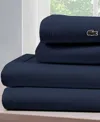 Lacoste Home Solid Cotton Percale Pillowcase Pair, Standard In Blue