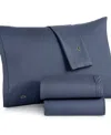 Lacoste Home Solid Cotton Percale Sheet Set, Twin Xl In Blue