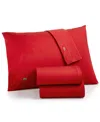Lacoste Home Solid Cotton Percale Sheet Set, Twin Xl In Red