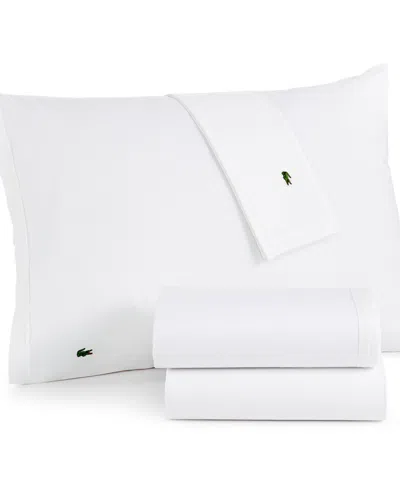 Lacoste Home Solid Cotton Percale Sheet Set, Twin Xl In White