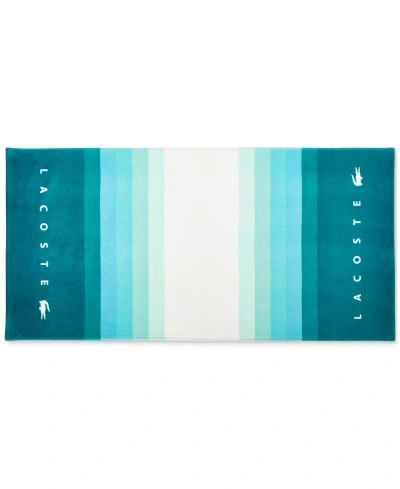 Lacoste Home St Martin Gradient-stripe Cotton Beach Towel In Teal