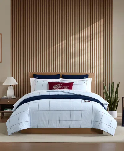 Lacoste Home Tennis Checks Cotton 3-pc. Comforter Set, Full/queen In Blue