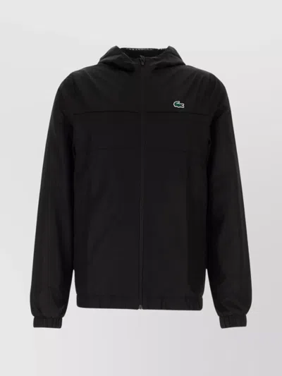 Lacoste Hooded Jacket Elastic Cuffs In Black