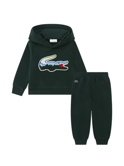 Lacoste Kids' Hooded Logo Tracksuit In Green
