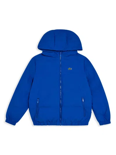 Lacoste Kids' Hooded Padded Jacket In Blue