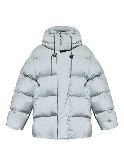Lacoste Hooded Padded Jacket In Gray