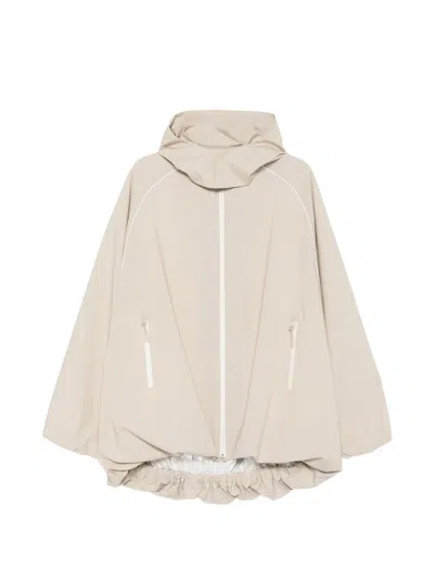 Lacoste Hooded Piped Jacket In Neutral