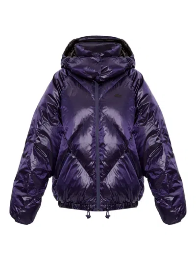 Lacoste Hooded Puffer Jacket In Blue