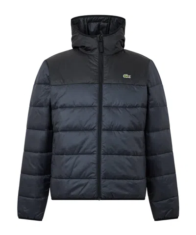 Lacoste Hooded Quilted Puffer Jacket In Blue