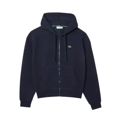 Lacoste Hooded Sweatshirt In Double-sided Piqué Fabric In Black