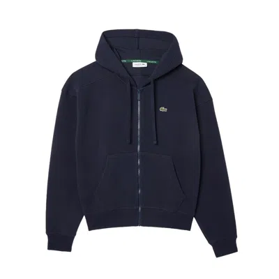 Lacoste Hooded Sweatshirt In Double-sided Piqué Fabric In Blue