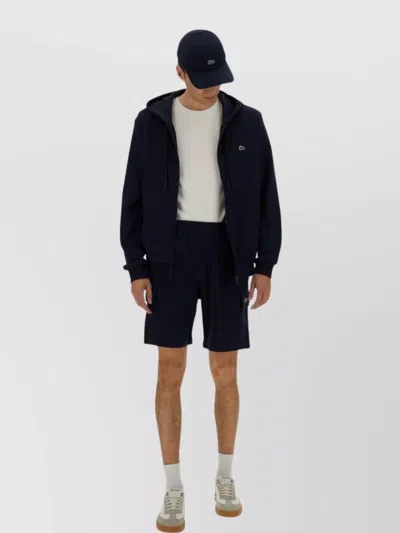 Lacoste Hooded Zip-up Sweater Pockets In Black