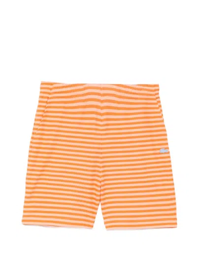 Lacoste Horizontal Striped Poplin Shorts In Orange