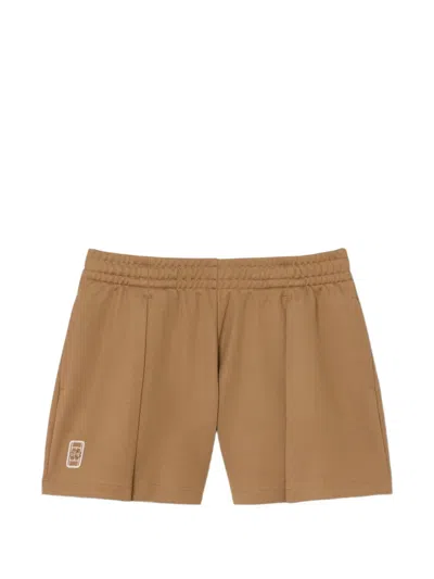 Lacoste Interlock Piqué Shorts In Brown
