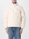 Lacoste Zip Puffer Coat In Neutral