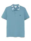 Lacoste Slim Fit Jacquard Collar Stretch Polo In Blue