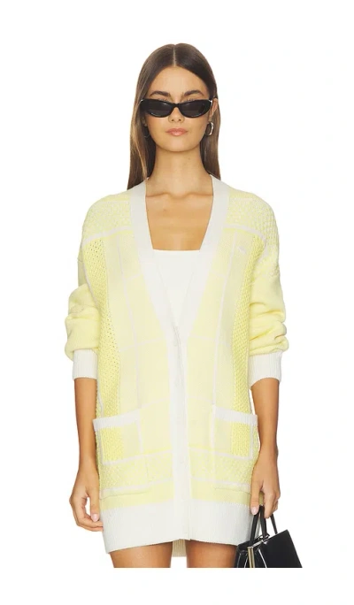 Lacoste Jacquard Graphique Cardigan In Yellow