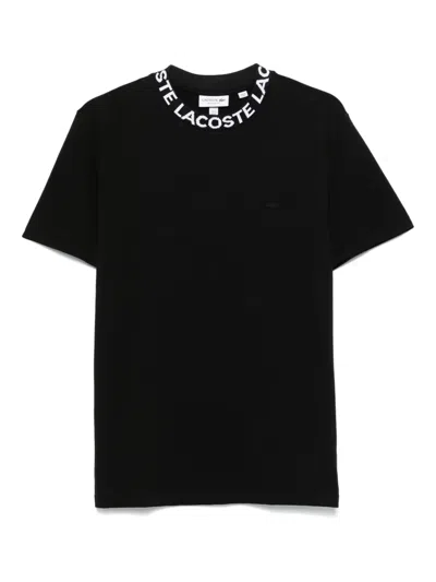 Lacoste Men's Regular Fit Branded Collar T-shirt - L - 5 In Black