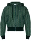 Lacoste Jacquard Monogram Hooded Jacket In Green