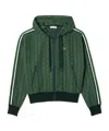 Lacoste Jacquard Monogram Hooded Jacket In Green