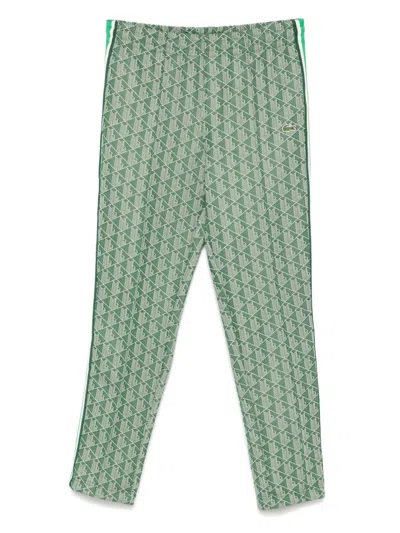 Lacoste Jacquard Monogram-pattern Track Pants In Green