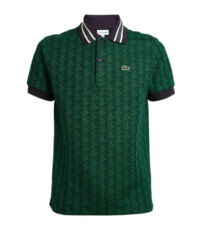 Lacoste Jacquard Monogram Polo Shirt In Green