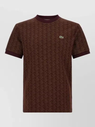 Lacoste Jacquard Polo Shirt In Brown