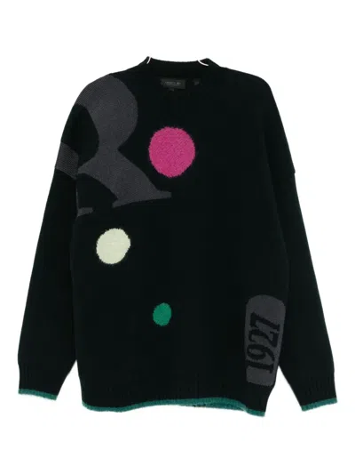 Lacoste Runway Graphic Jacquard Sweater In Multi