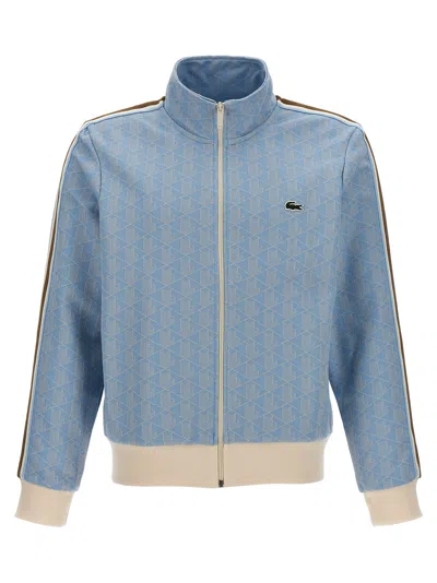 Lacoste Jacquard Track Sweatshirt In Blue