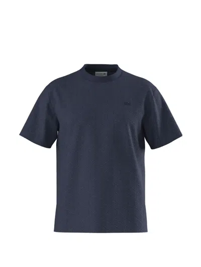 Lacoste Jacquard T-shirt With Monogram In Blue
