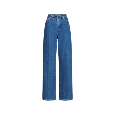 Lacoste Jean Large En Coton In Blue
