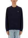 Lacoste Navy Organic Cotton Crew Neck Sweater In Blue